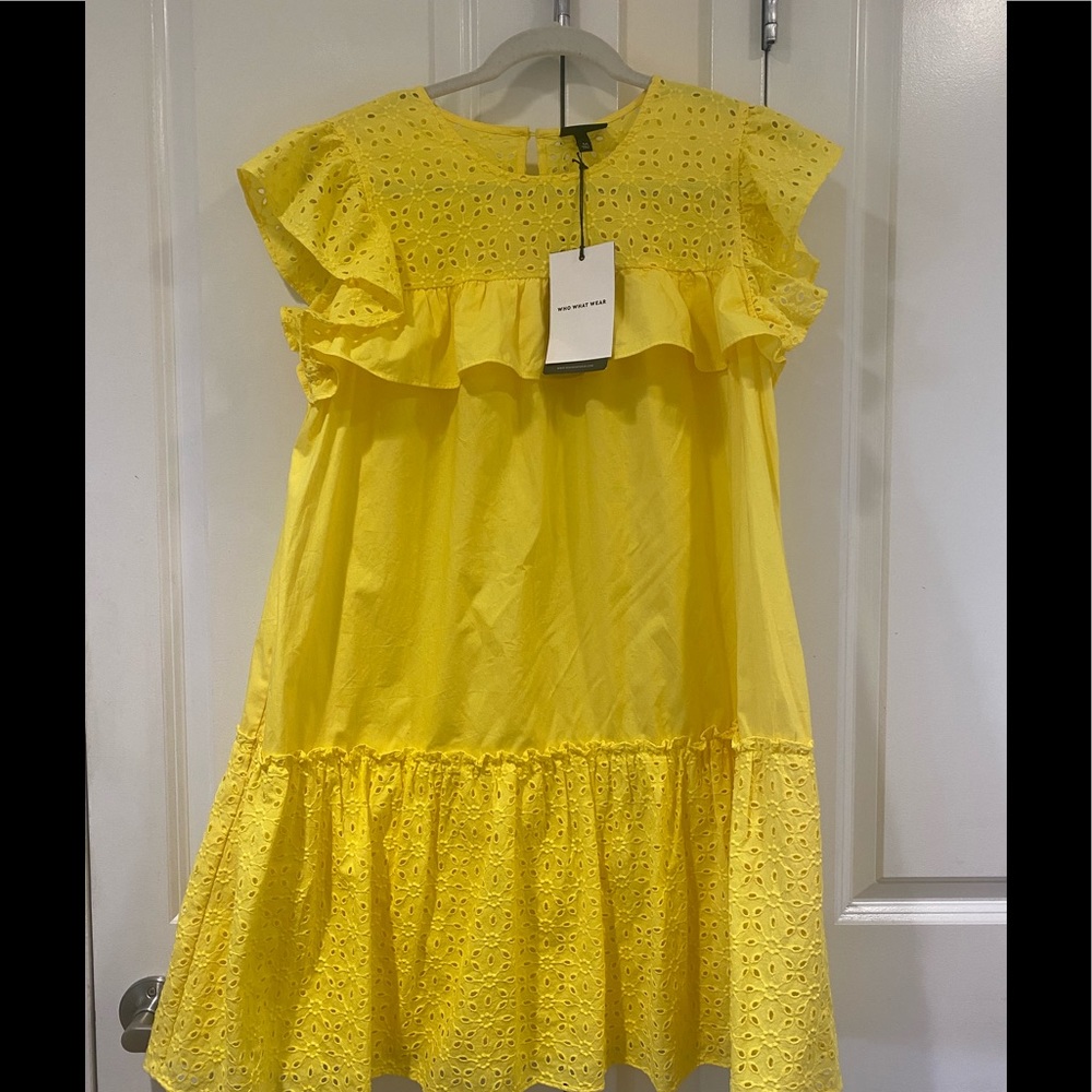 Target yellow eyelet ruffle dress